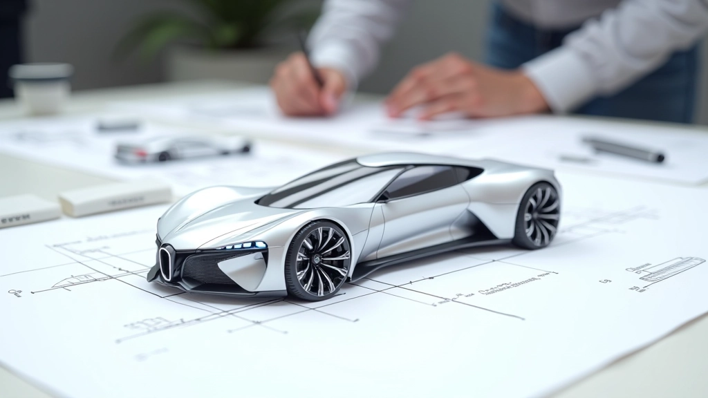 Automobiļa aerodinamiskās formas skice ar plūsmas līnijām